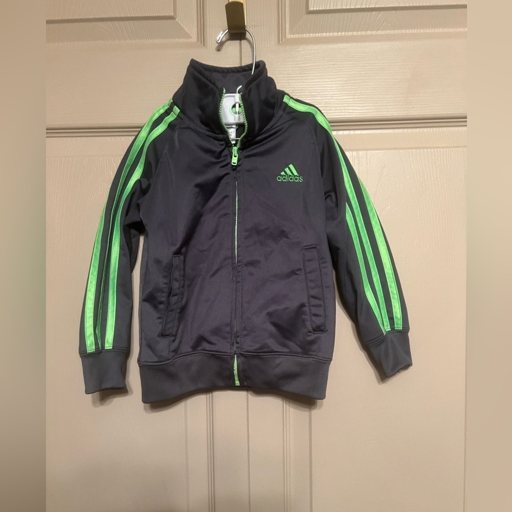 Adidas Kids' Black and Green Jacket
